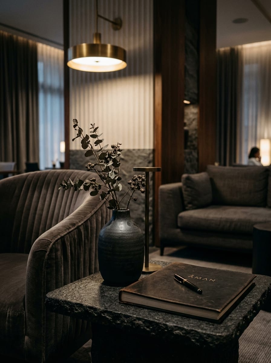 Sophisticated luxury hotel lobby interior detail
